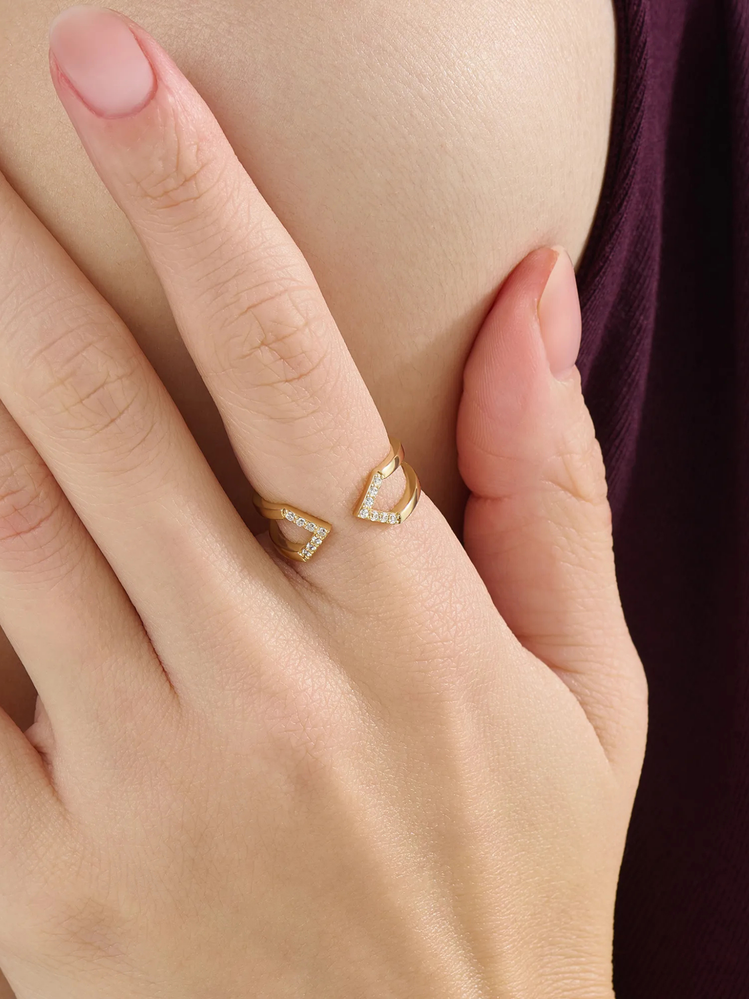 Open Arrow Statement Ring, solid gold ring, view 6 | DiaFifth