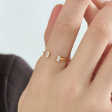 Open Baguette Ring, solid gold ring, view 6 | DiaFifth