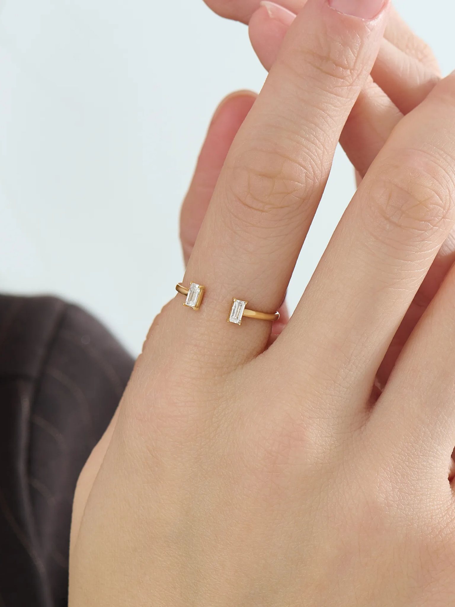 Open Baguette Ring, solid gold ring, view 6 | DiaFifth
