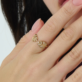 Open Palm Leaf Ring, solid gold ring, view 7 | DiaFifth