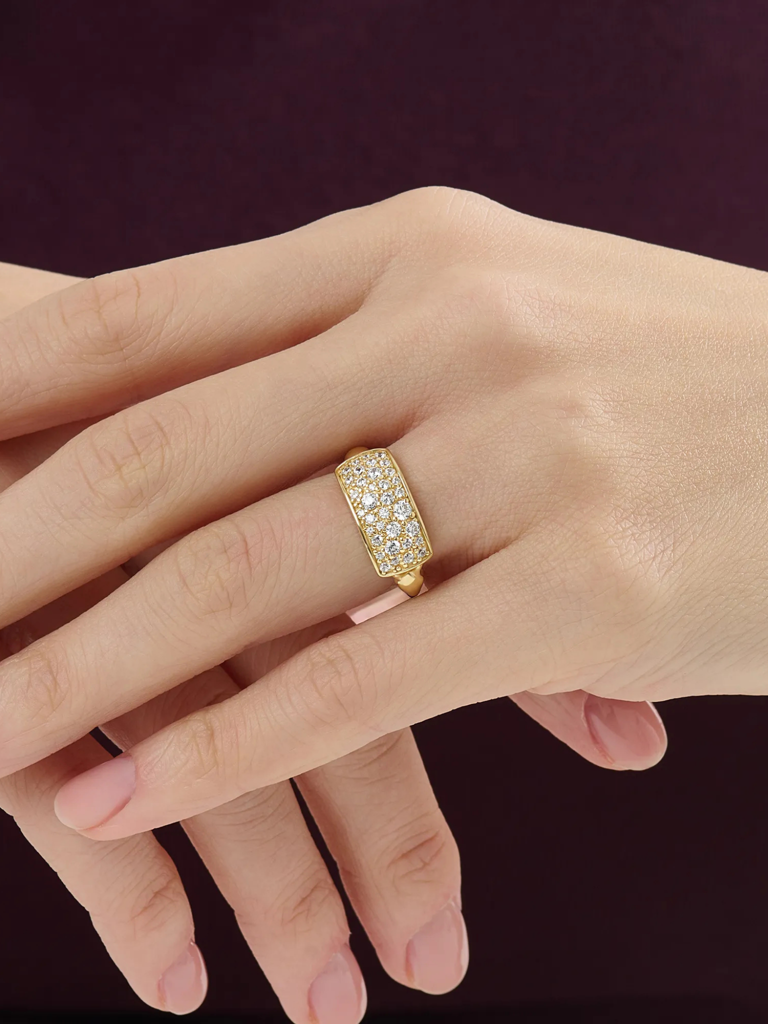 Pave Chunky Statement Ring, solid gold ring, view 6 | DiaFifth