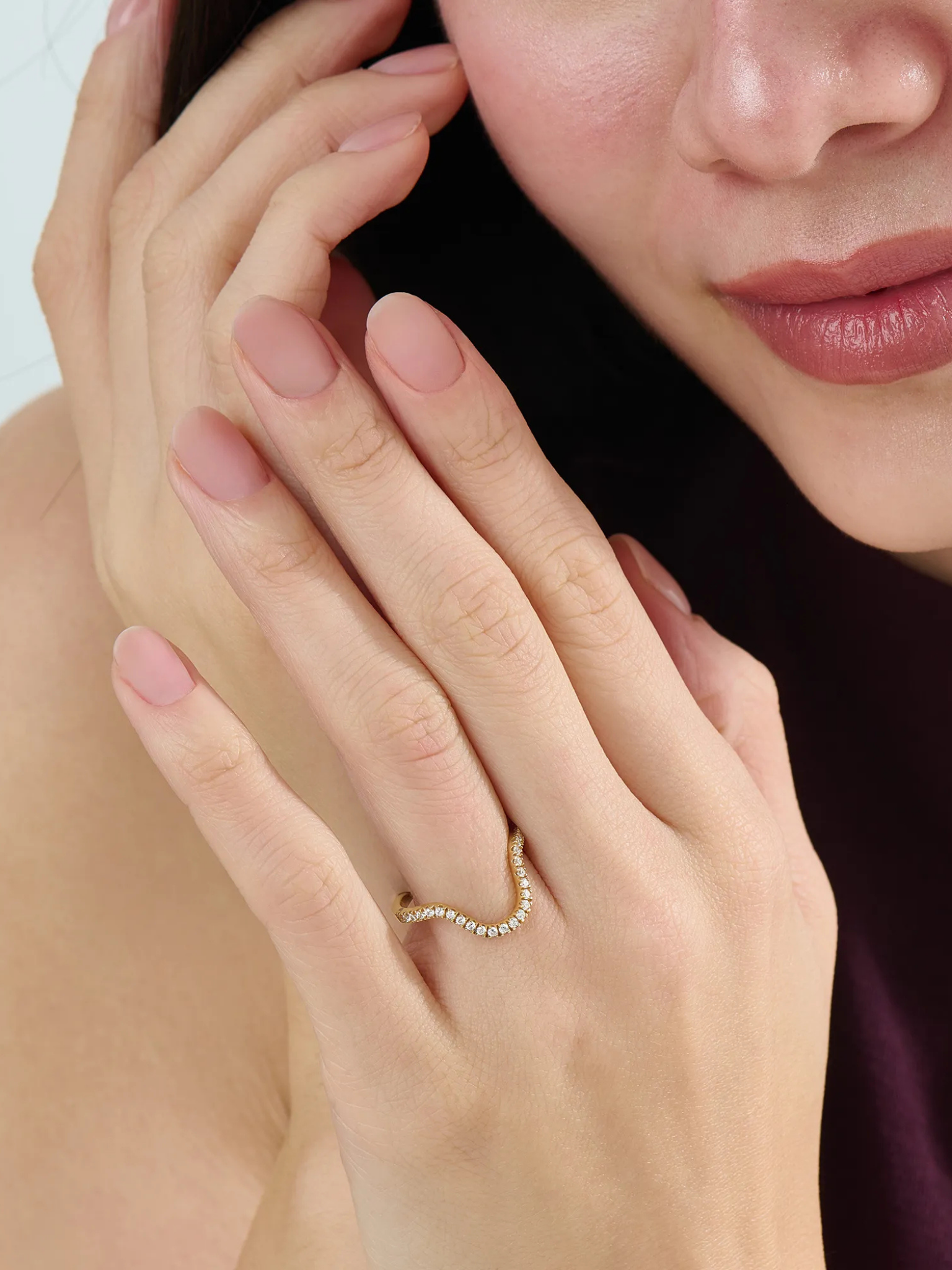 Pave Deep Curve Ring, solid gold ring, view 6 | DiaFifth
