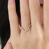 Pave Deep Curve Ring, solid gold ring, view 3 | DiaFifth