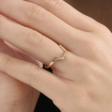 Pave Hexagon Curve Ring, solid gold ring, view 3 | DiaFifth