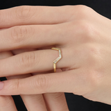 Pave Hexagon Curve Ring, solid gold ring, view 6 | DiaFifth