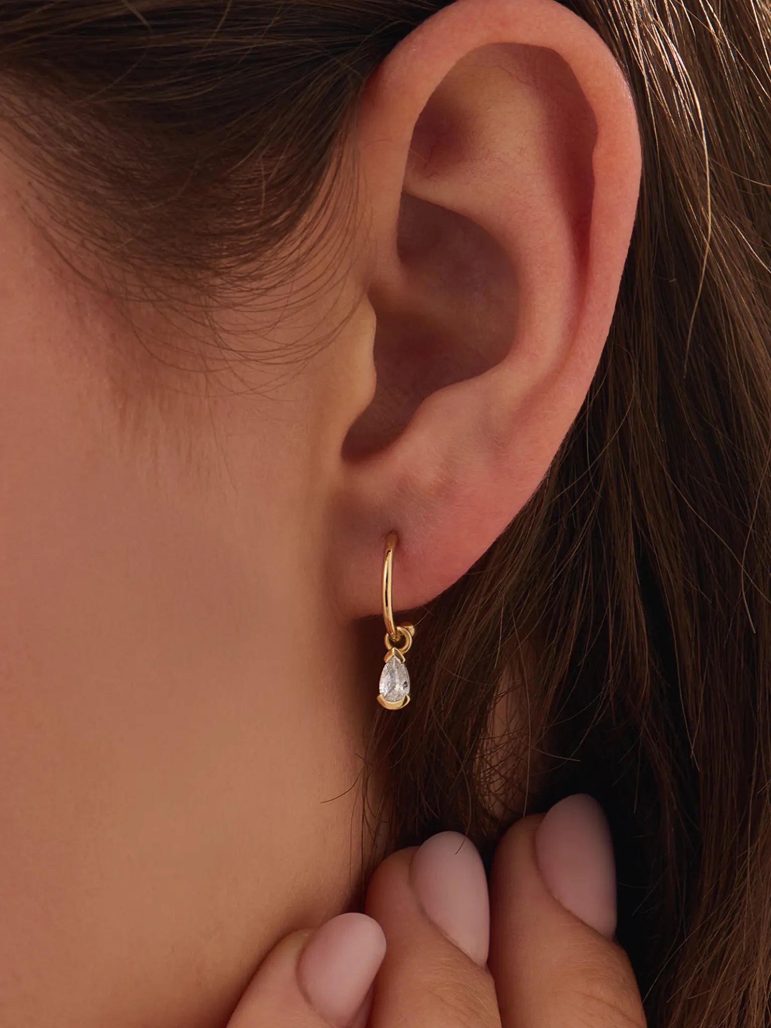 Pear Stud Earrings, solid gold earrings, view 3 | DiaFifth