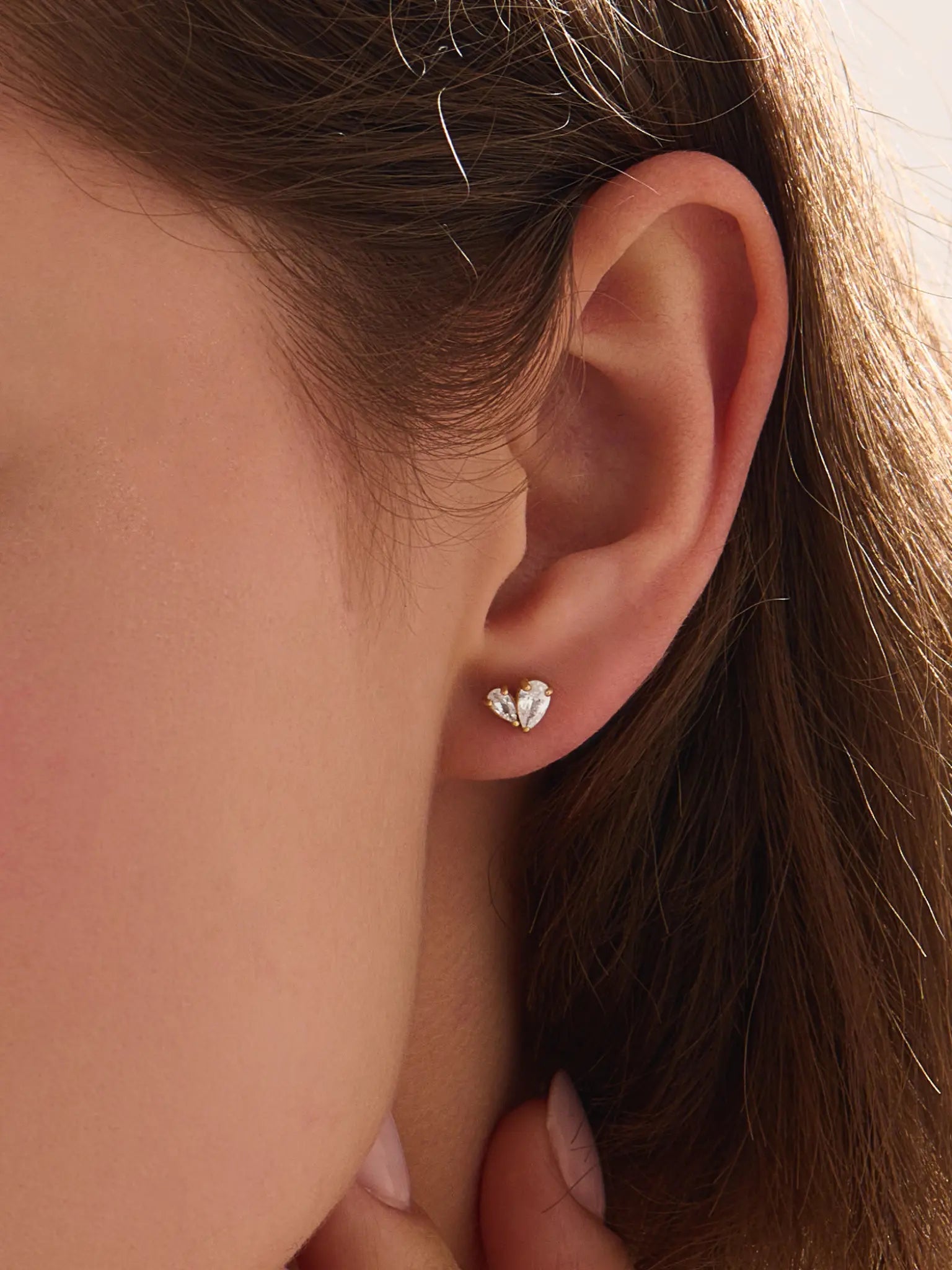Pear Cluster Stud Earrings, solid gold earrings, view 3 | DiaFifth