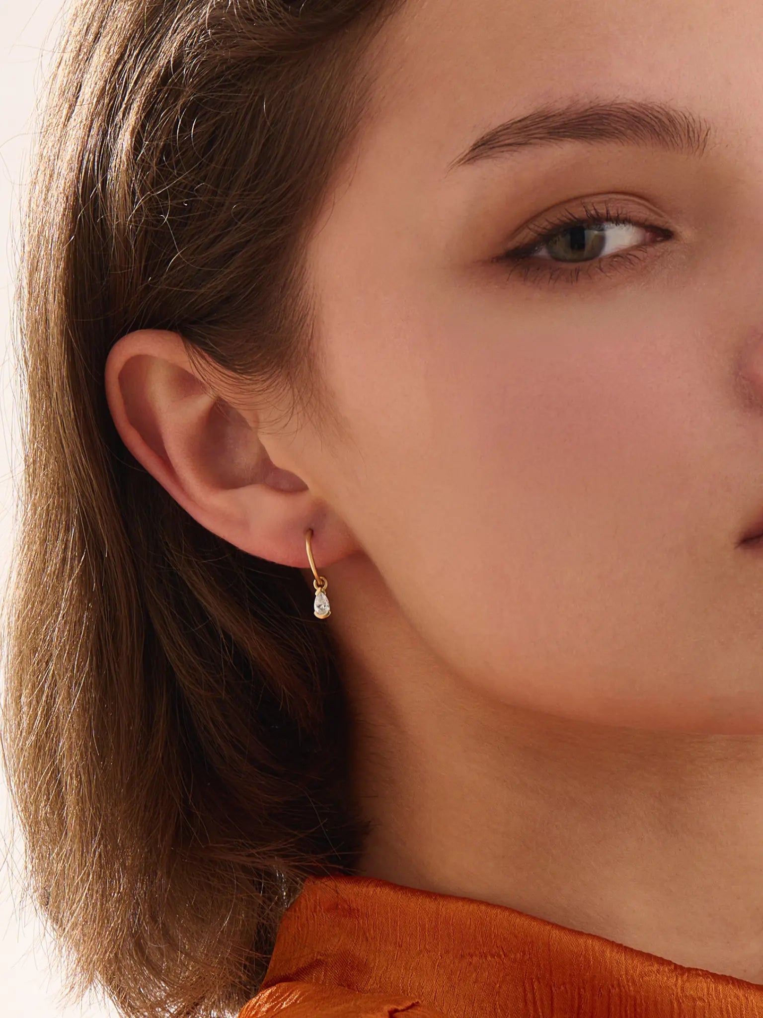 Pear Stud Earrings, solid gold earrings, view 5 | DiaFifth