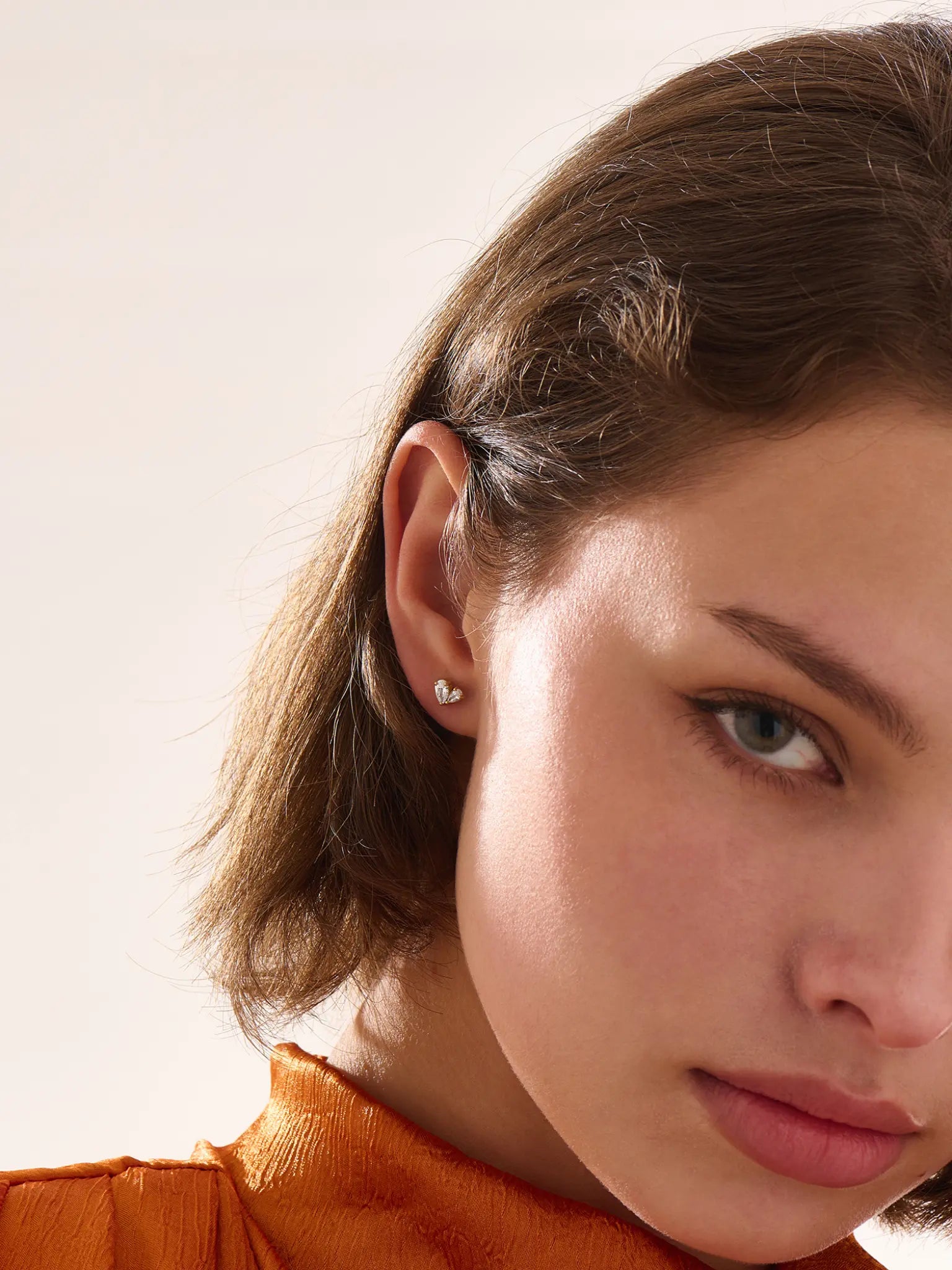 Pear Cluster Stud Earrings, solid gold earrings, view 5 | DiaFifth