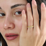 Ribbed Band Stacking Ring, solid gold ring, view 3 | DiaFifth
