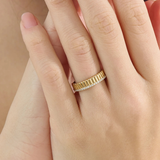 Ribbed Band Stacking Ring, solid gold ring, view 6 | DiaFifth
