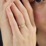 Sapphire Flower Wedding Band, solid gold ring, view 3 | DiaFifth