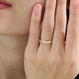 Side Pave Wedding Band, solid gold ring, view 3 | DiaFifth