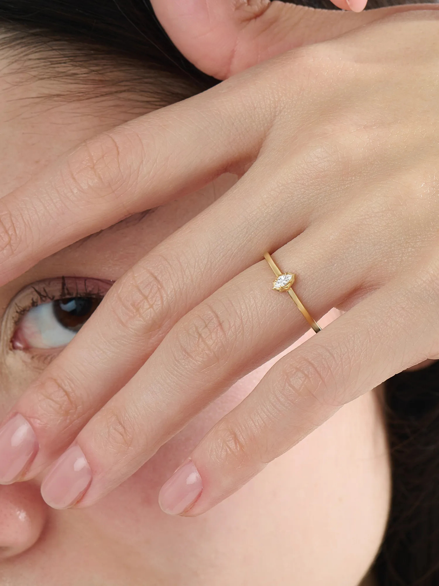 Marquise Solitaire Ring, solid gold ring, view 3 | DiaFifth