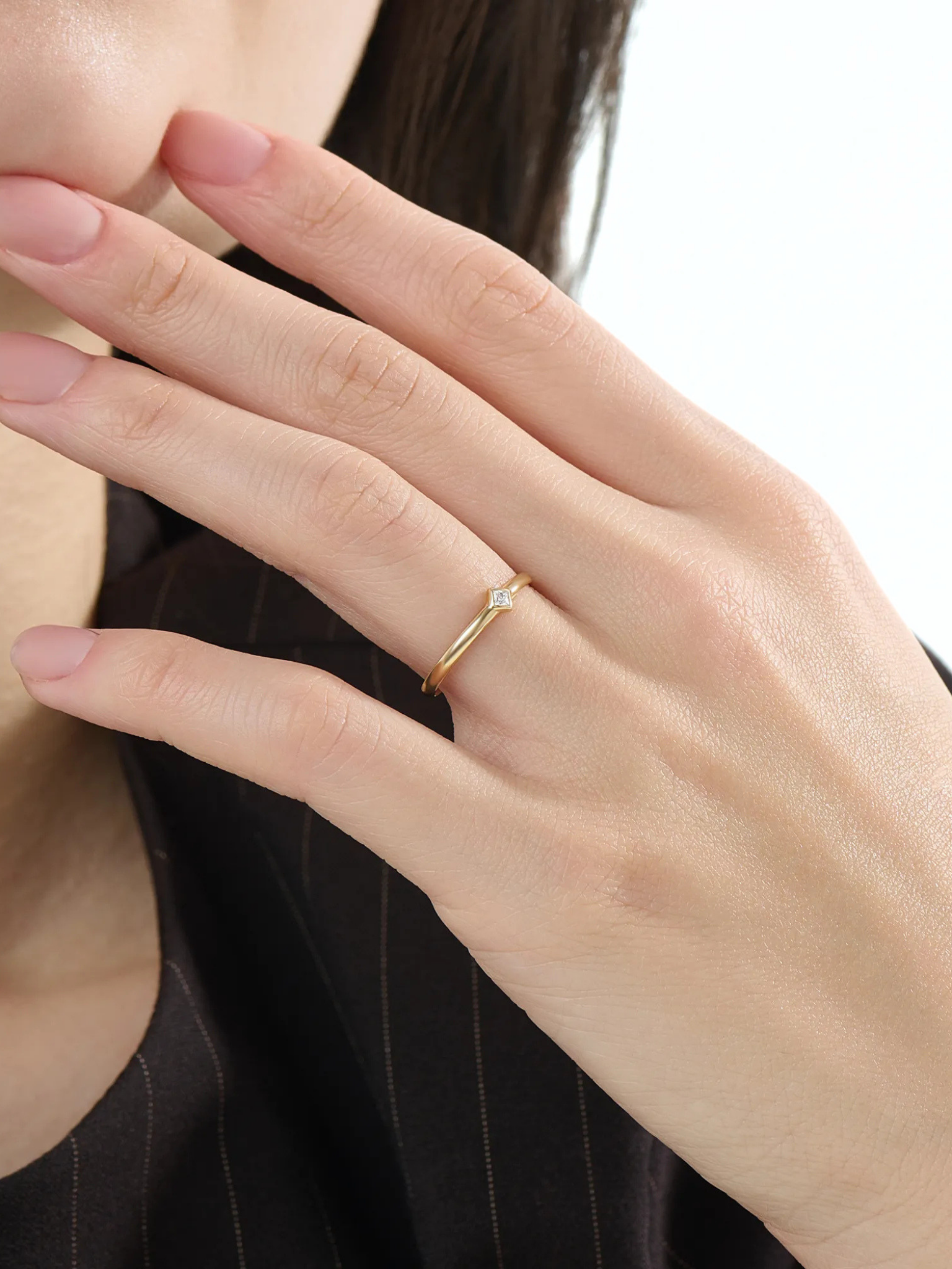Square Promise Ring, solid gold ring, view 3 | DiaFifth