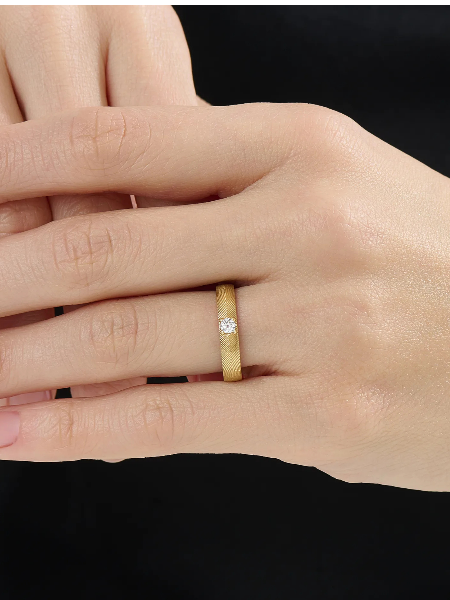 Textured Wedding Band, solid gold ring, view 6 | DiaFifth