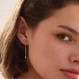 Threader Baguette Earrings, solid gold earrings, view 5 | DiaFifth