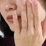 Tiny Sapphire Wedding Band, solid gold ring, view 3 | DiaFifth