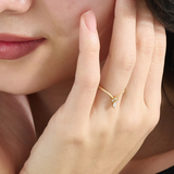 Tiny Tiara Curve Ring, solid gold ring, view 3 | DiaFifth