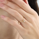 Tiny Tiara Curve Ring, solid gold ring, view 6 | DiaFifth