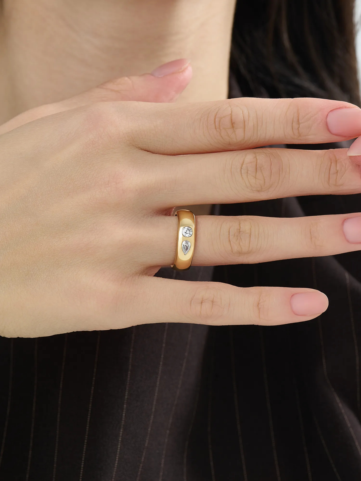 Toi et Moi Dome Ring, solid gold ring, view 3 | DiaFifth