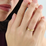 Triple Band Curve Ring, solid gold ring, view 3 | DiaFifth