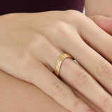 Triple Band Curve Ring, solid gold ring, view 6 | DiaFifth
