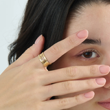 Wavy Leaf Statement Band, solid gold ring, view 3 | DiaFifth