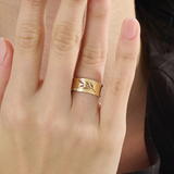 Wavy Leaf Statement Band, solid gold ring, view 6 | DiaFifth