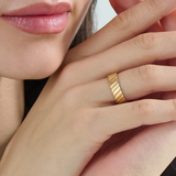 Wavy Pattern Wedding Band, solid gold ring, view 6 | DiaFifth