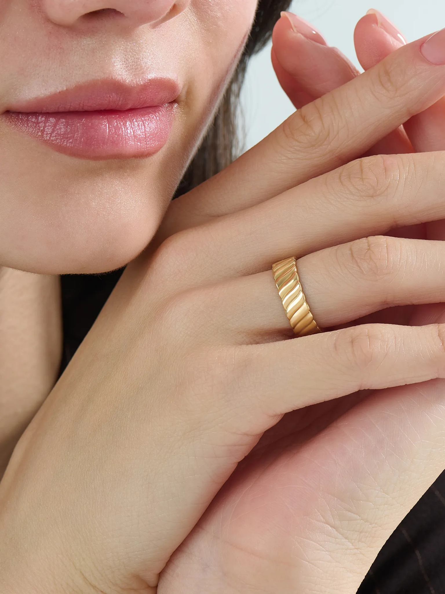 Wavy Pattern Wedding Band, solid gold ring, view 6 | DiaFifth