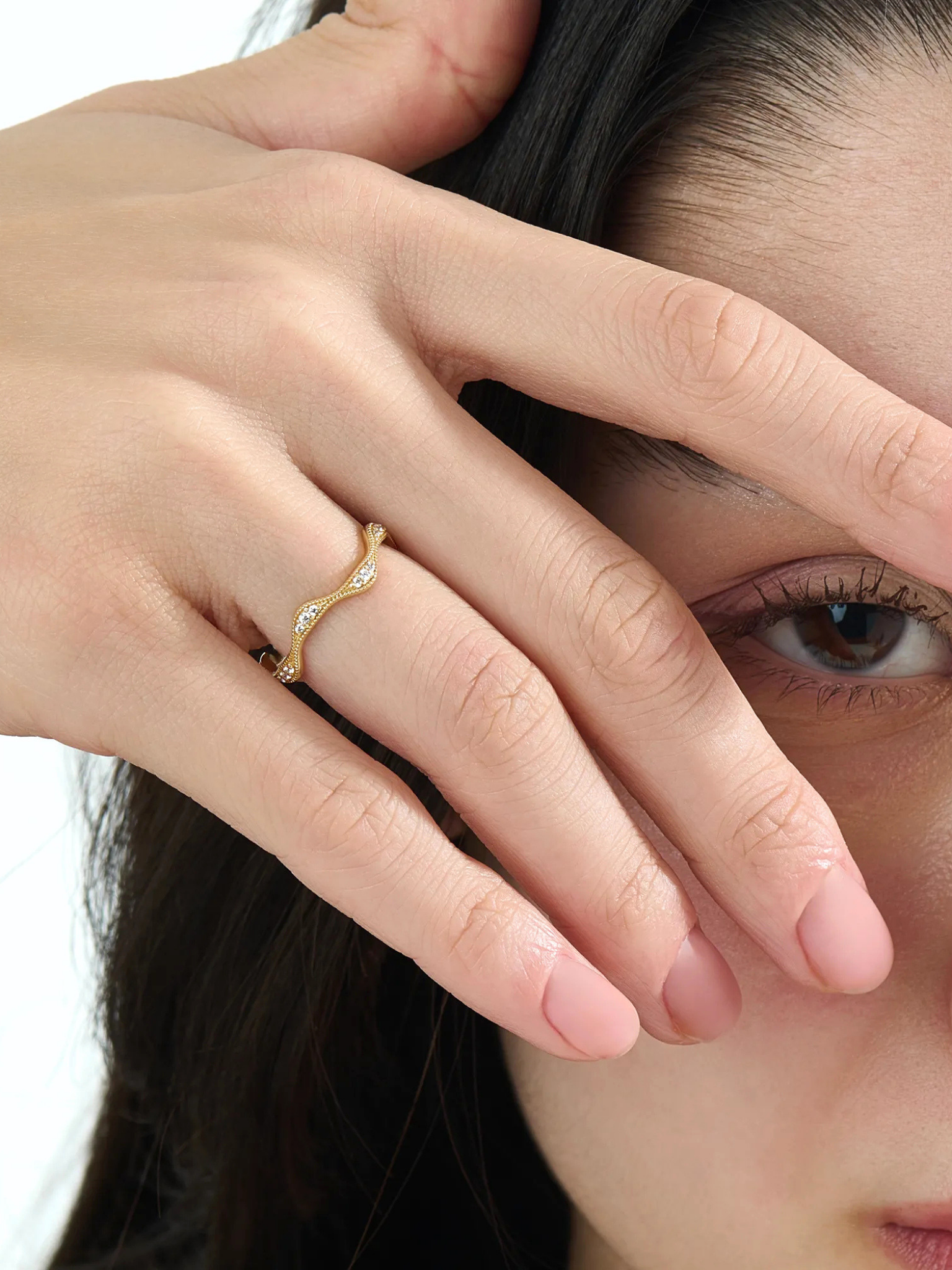 Sculpted Wave Wedding Ring, solid gold ring, view 6 | DiaFifth