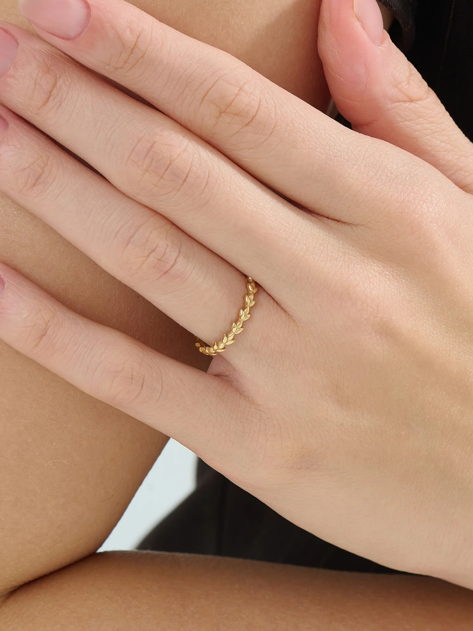 Wheat Stacking Ring, solid gold ring, view 3 | DiaFifth