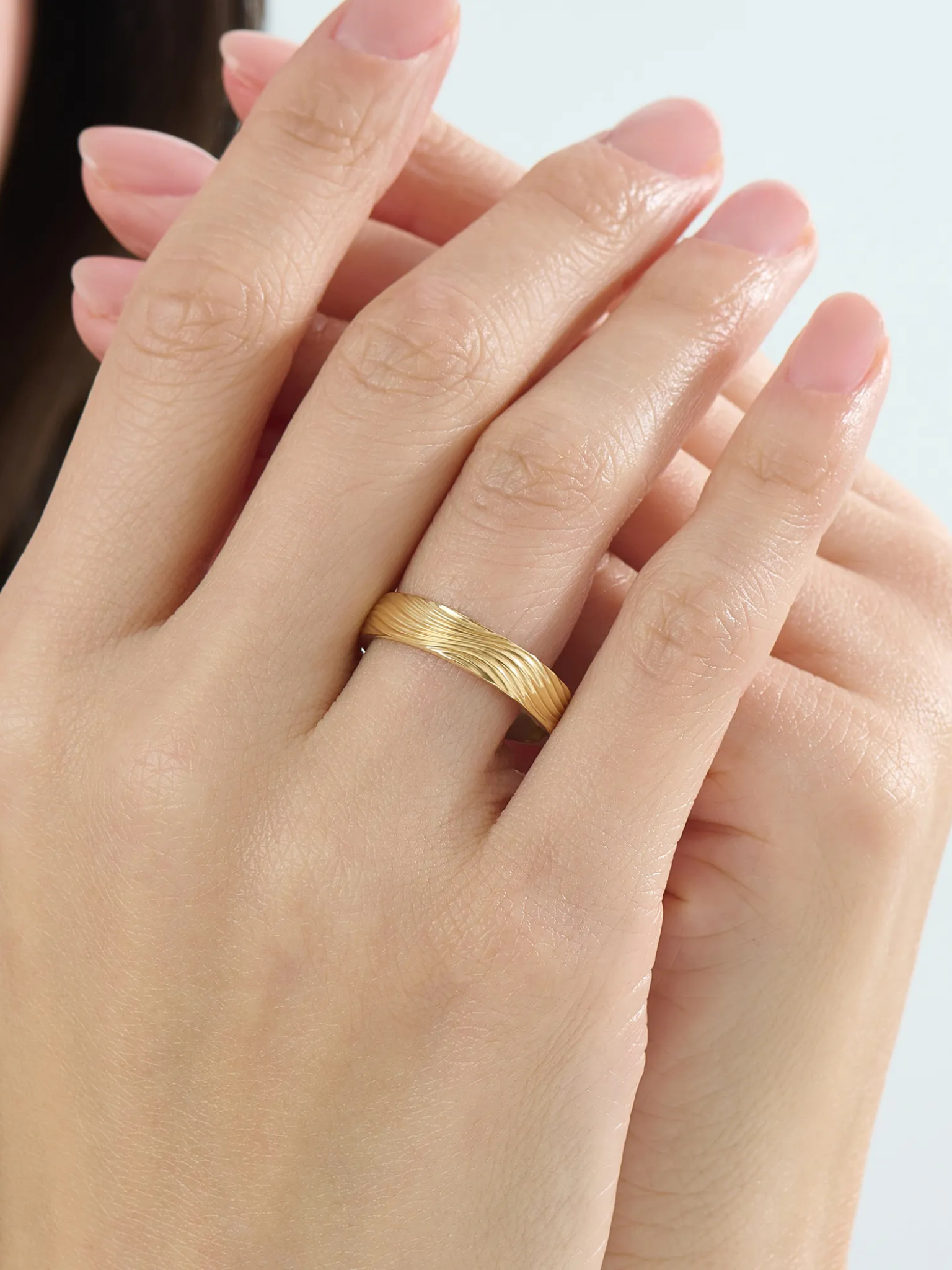 Wave Pattern Wedding Band, solid gold ring, view 3 | DiaFifth