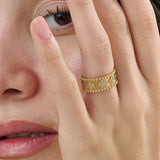 Beaded Cross Band, solid gold ring, view 3 | DiaFifth