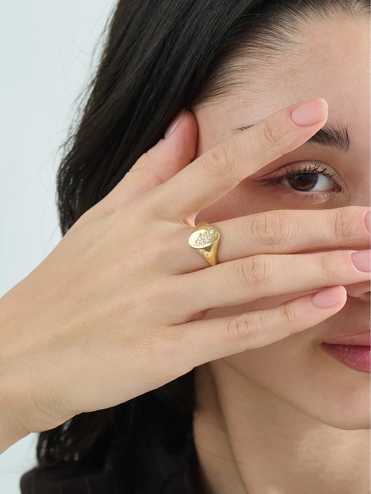 Celestial Signet Ring, solid gold ring, view 6 | DiaFifth