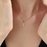Moon Necklace, solid gold necklace, view 3 | DiaFifth