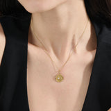 Celestial Disc Necklace, solid gold necklace, view 6 | DiaFifth